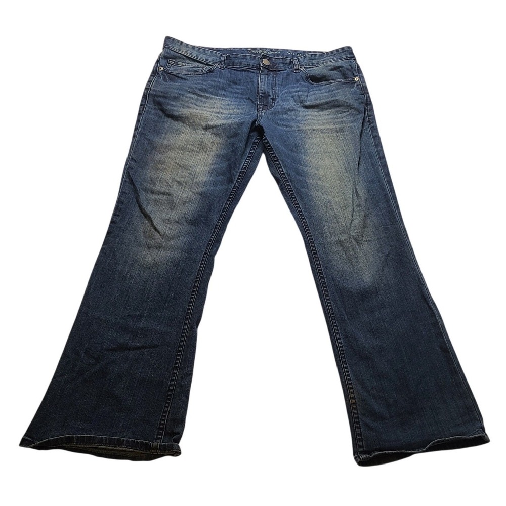 Calvin Klein Jeans Men's 34x30 Modern Boot Cut Blue Denim Stretch Jeans Pants
